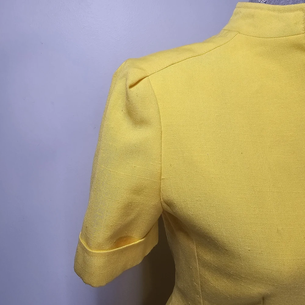 Vintage Yellow Skirt Suit Set Women's Size 4 1970s Retro Office Union Made in US